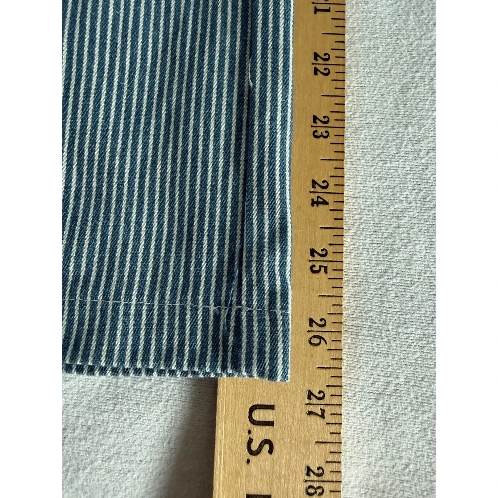 High Rise Pinstripe Wide Leg Jeans Blue White Indie Coastal Cowgirl Skater Denim